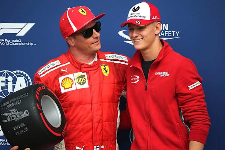 Kimi Räikkönen in Monza 2018 mit Mick Schumacher