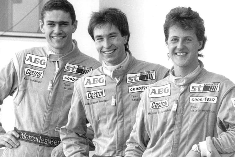 Mercedes Juniorteam für die Sportwagen-WM 1990: Wendlinger, Frentzen, Schumacher