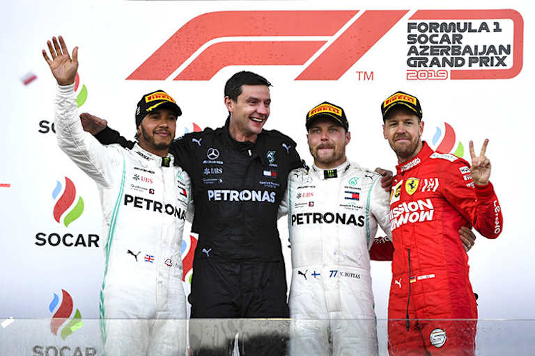Das Siegerpodest des Aserbaidschan-GP 2019