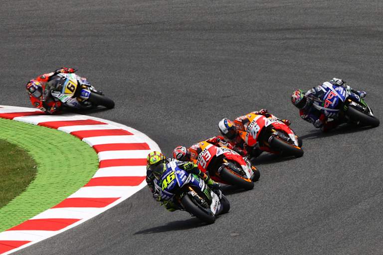 Barcelona-GP 2014: Rossi (46) vor Márquez (93), Pedrosa, Lorenzo und Bradl
