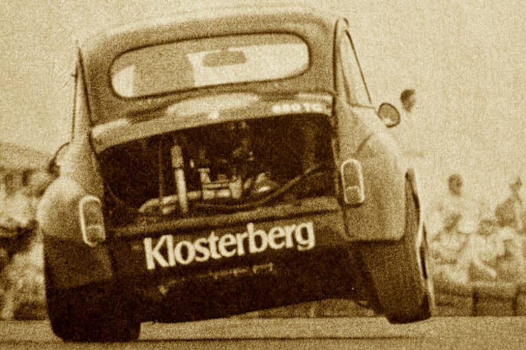 Sorgte für Verdruss zu Hause: Mast-Abarth mit Klosterberg-Aufkleber