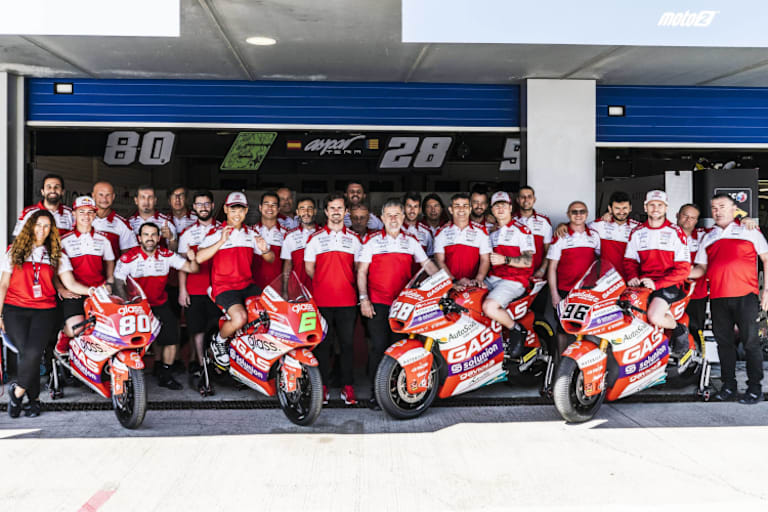 Die GASGAS-Aspar-Mannschaften in der WM-Saison 2023 mit Alonso, Yamanaka, Guevara und Dixon 