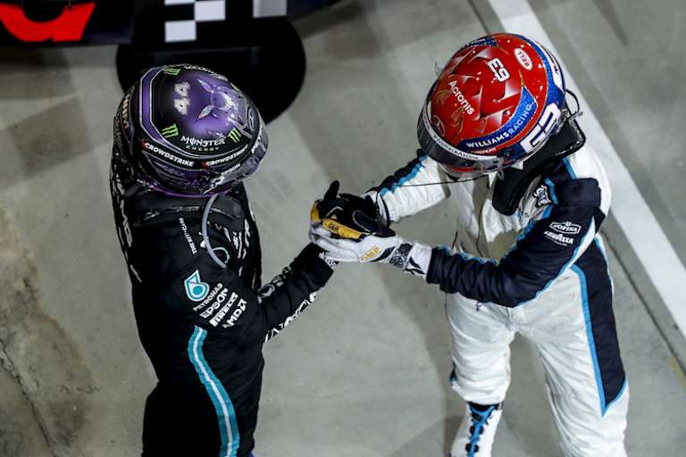 Nach dem Bahrain-GP 2021: So weit zum Thema, dass es zwischen Hamilton und Russell keinen Kontakt gebe