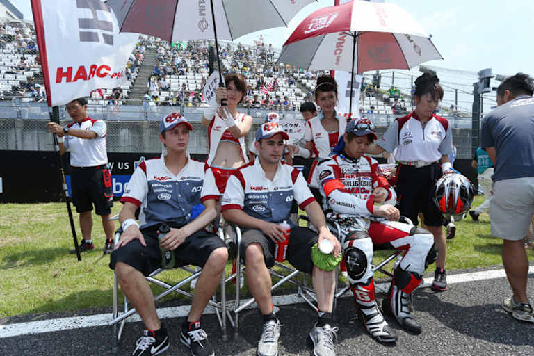 Die Sieger 2013: Michael van der Mark, Leon Haslam und Takuma Takahashi (v.l.)