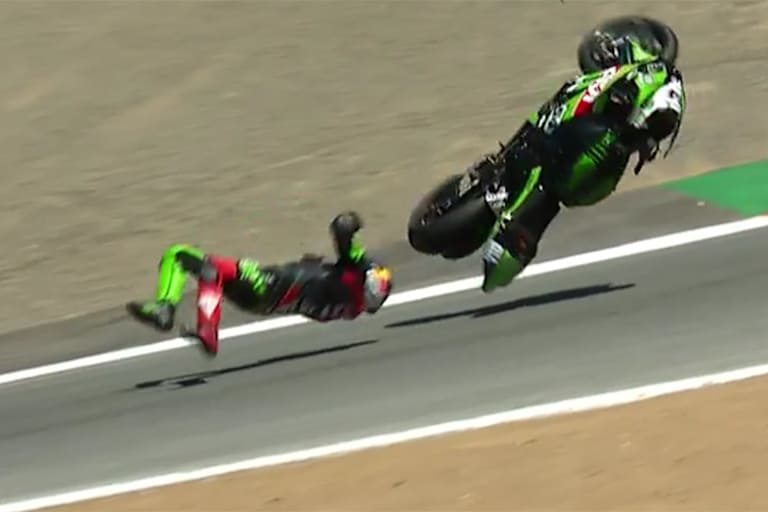 ...dann krachte er heftig auf den Asphalt