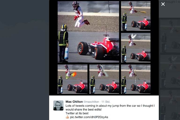 Im Internet wurde daraus sofort ein Jux, wie Max Chilton selber postete