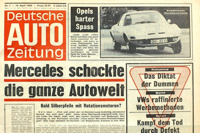 Titelblatt der ersten DAZ-Ausgabe vom 10.April 1969, Preis 70 Pfennig 