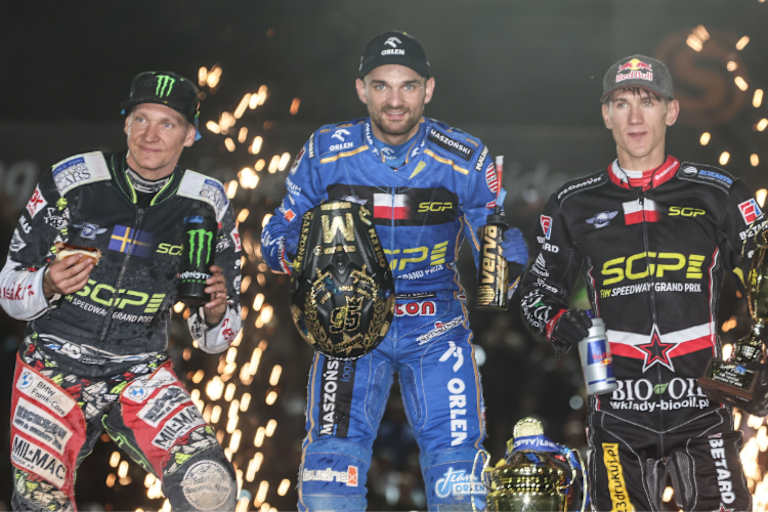 Die Top-3 von Malilla (v.l.): Fredrik Lindgren, Bartosz Zmarzlik und Maciej Janowski