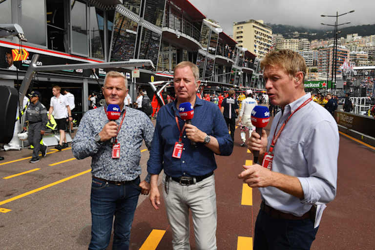 Von links: Johnny Herbert, Martin Brundle und Simon Lazenby von Sky