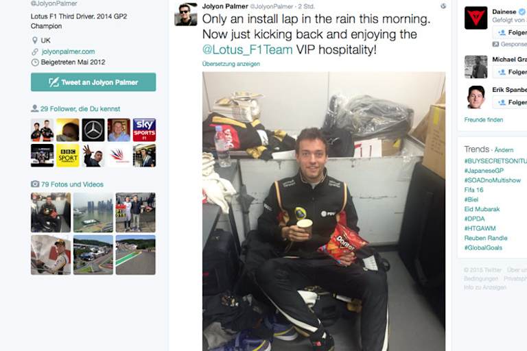 Galgenhumor von Testfahrer Jolyon Palmer