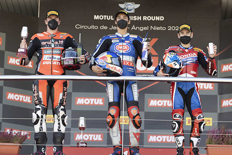 Die Top-3 in Lauf 2: Scott Redding, Toprak Razgatlioglu und Alvaro Bautista (v.l.)