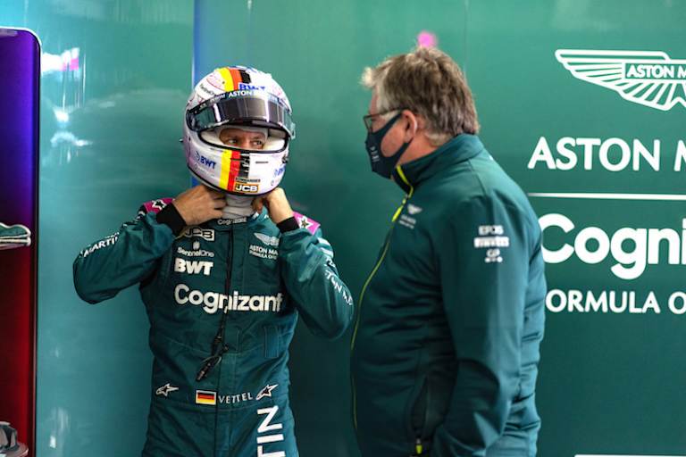 Sebastian Vettel und Otmar Szafnauer