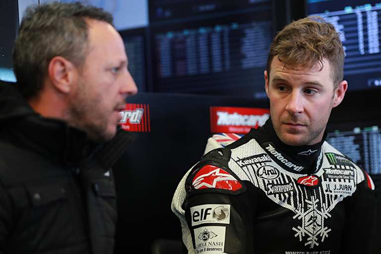 Riding-Coach Fabien Foret (li.) mit Jonathan Rea