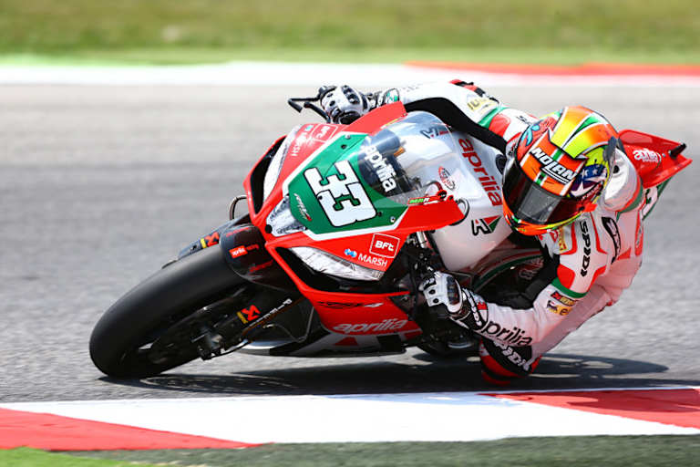 Aprilia trat in Misano in einem speziellen Design an