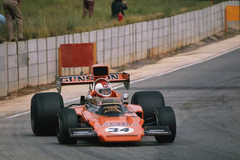 Auflösung aus der Vorwoche: Guy Tunmer mit seinem Lotus 71 in Kyalami 1975