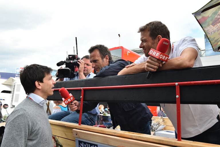 Eingespieltes ORF-Duo: Ernst Hausleitner und Alexander Wurz mit Mercedes-Teamchef Toto Wolff