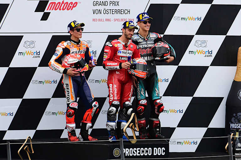 Die Top-3 von Spielberg: Marquez, Dovizioso und Quartararo (v.l.)