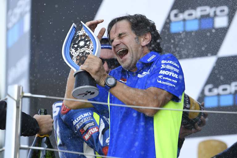 Auch bei Suzuki-Teammanager Davide Brivio war die Freude gross