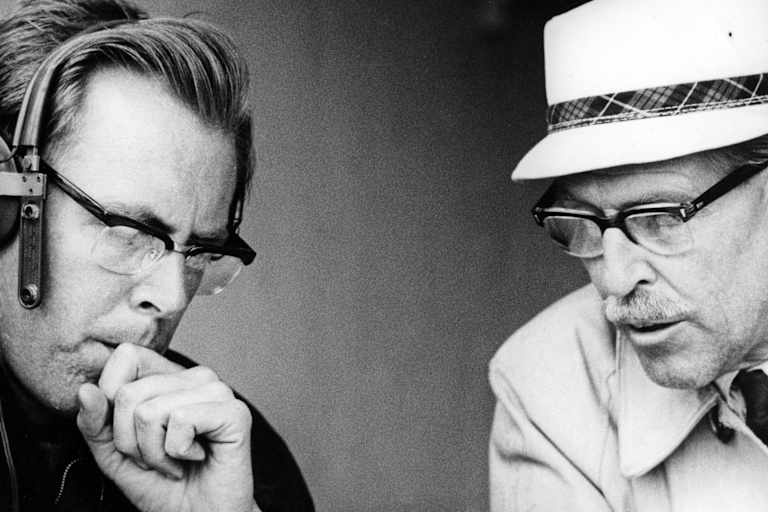 Peter Falk (links) und Huschke von Hanstein bei den 24h Le Mans 1965