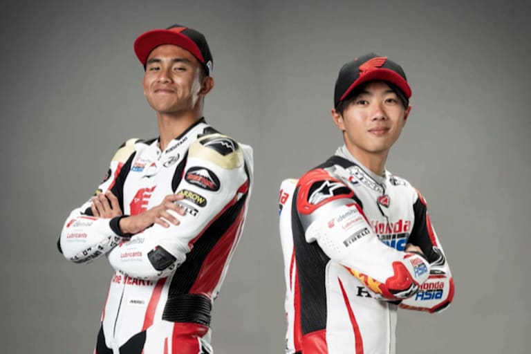 Das offizielle Moto2-Team von Honda mit Rookie Furusato (re.) und Mario Aji