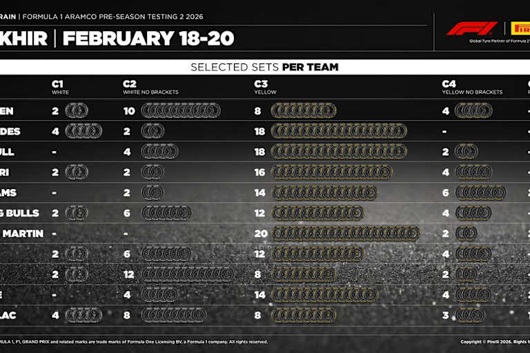 Die Reifenverteilung beim zweiten Bahrain-Test
