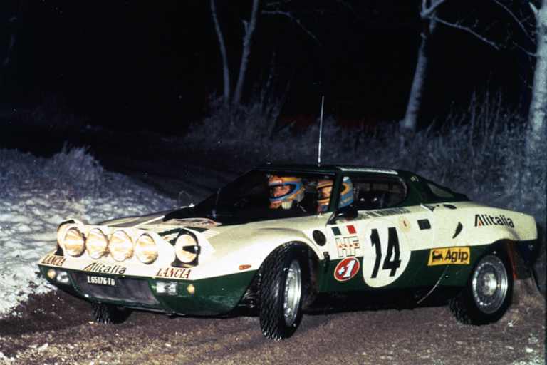 Sandro Munari bei seinem ersten Monte-Sieg im Lancia Stratos in 1975