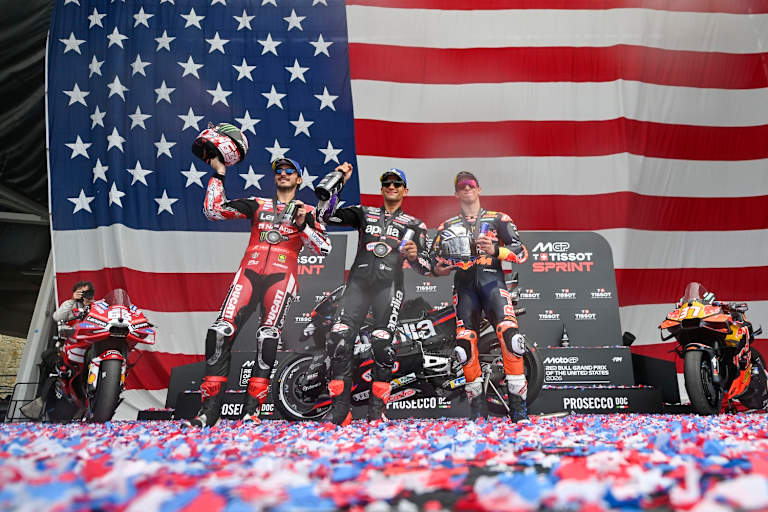 Die drei besten Sprinter: Jorge Martin mit Pecco Bagnaia und Pedro Acosta