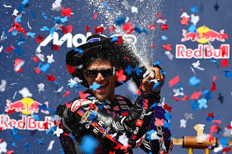 Gewohntes Bild in der MotoGP: Ein Spanier feiert – hier Jorge Martin