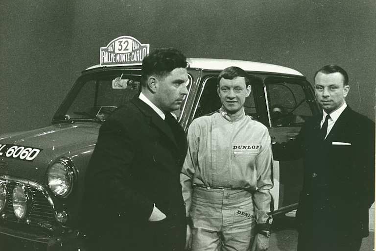 Weber, Aaltonen, PR-Chef Pabst mit Monte-Auto ’67 im Aktuellen Sportstudio 