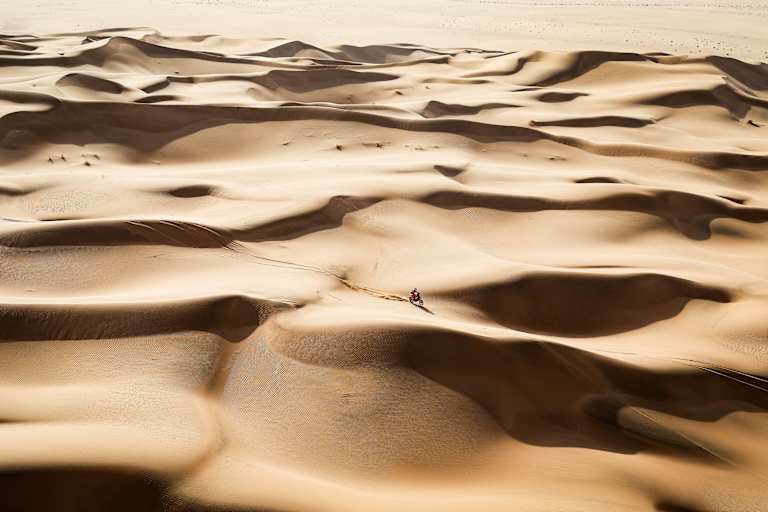 In grandiosen Wüstenlandschaften wird in Saudi-Arabien die Dakar gefahren