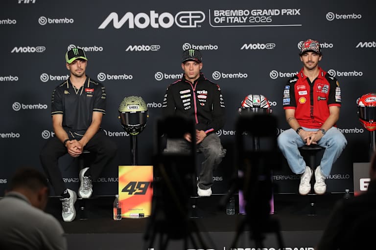 Italiens MotoGP-Staraufgebot: Di Giannantonio, Bezzecchi, Bagnaia (v.l.)
