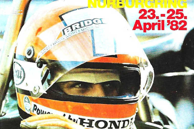 Clockwork Orange: Mike Thackwell auf dem Eifel-Rennen-Plakat 1982