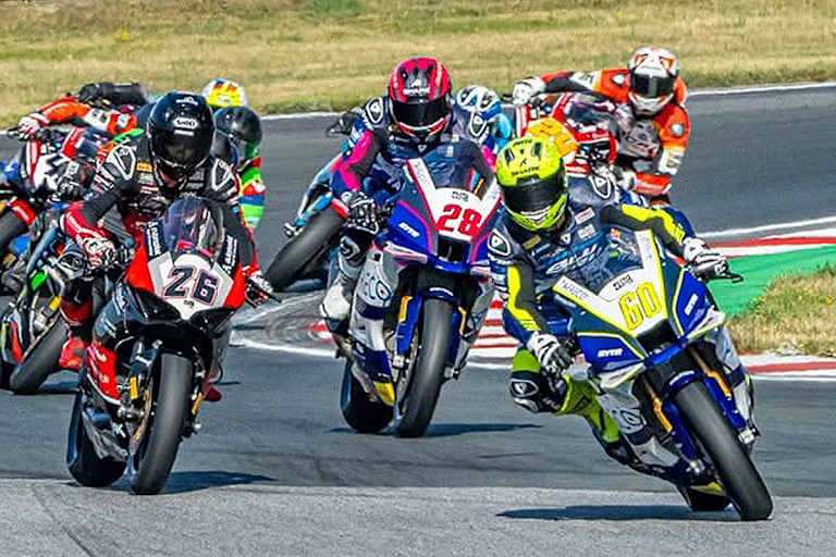 Die Top 3 der Euro Moto Supersport: Blin #26, Lehmann #28, Geiger #60